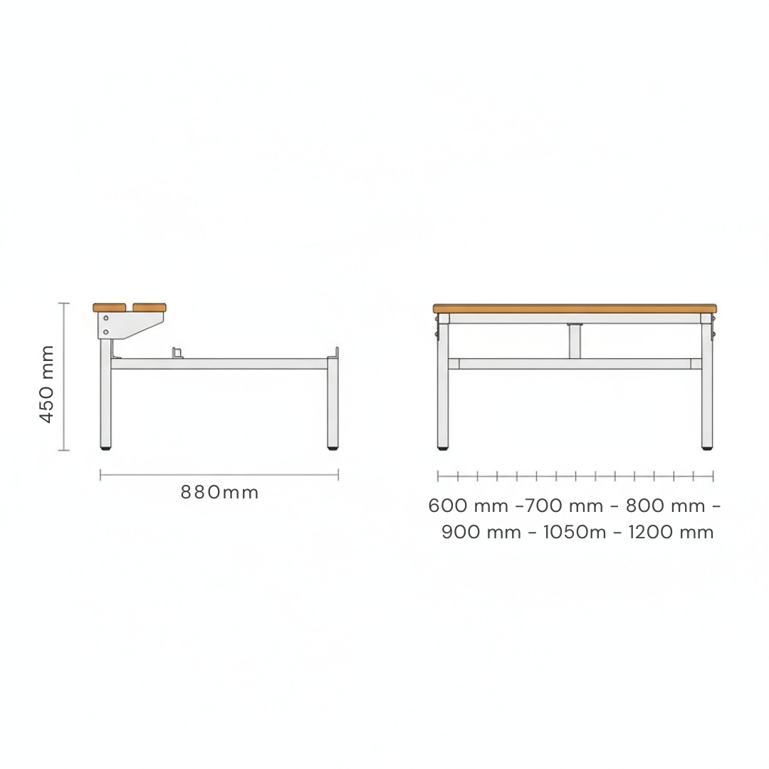 Unterbau-Sitzbank für Spinde – Buche/Lichtgrau Ansicht 6