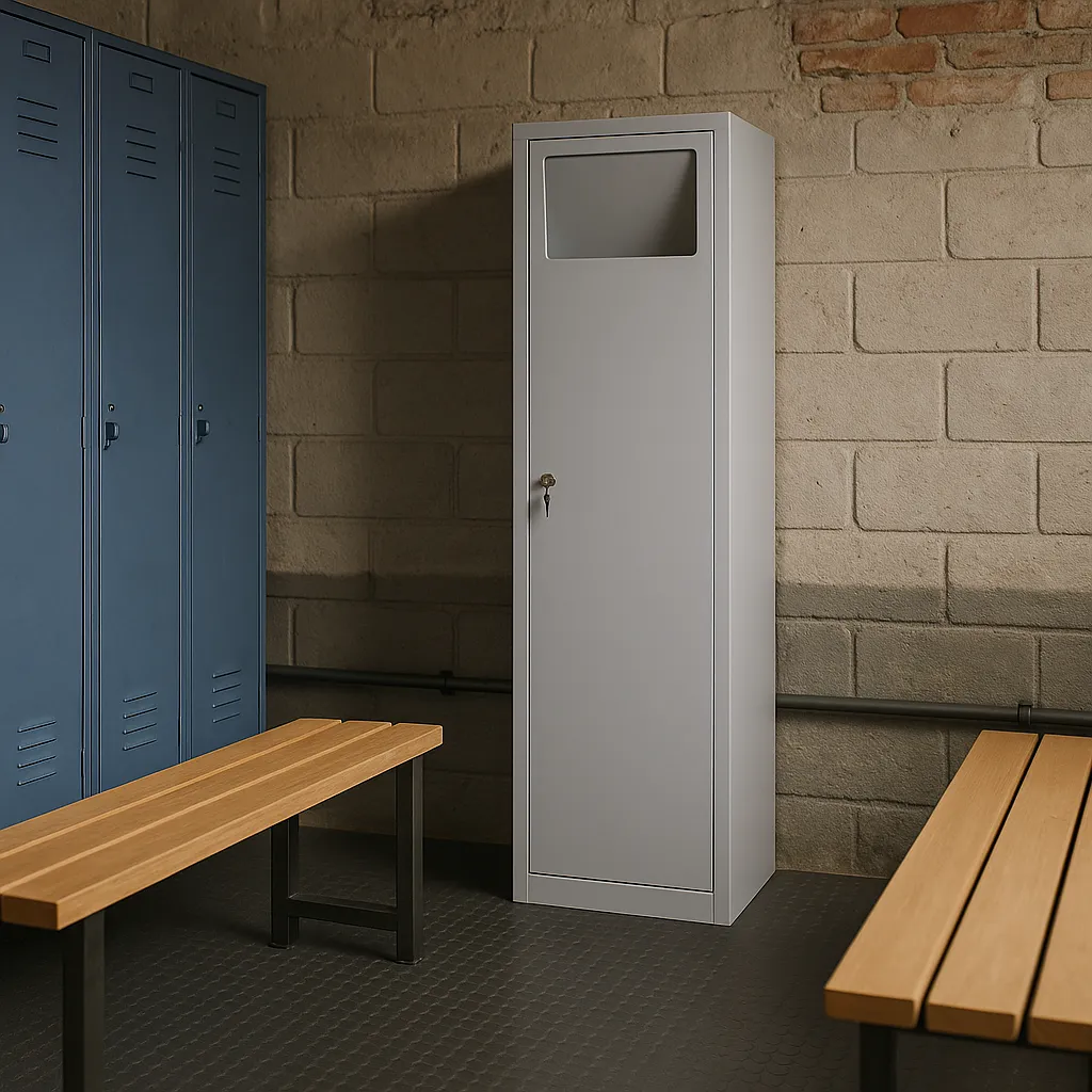 Wäschesammelschrank mit Einwurfklappe aus Stahl Ansicht 3