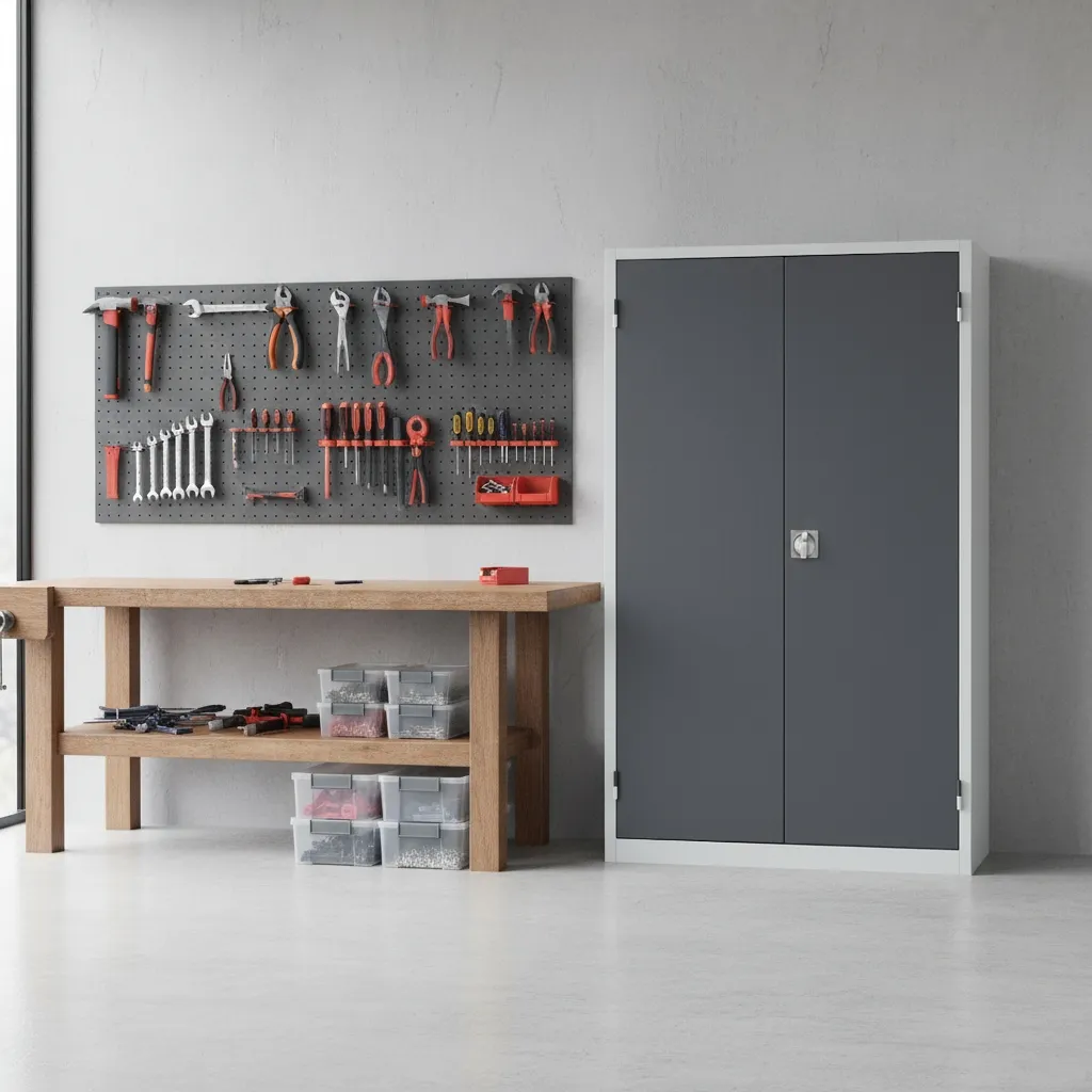 Werkstattschrank mit Flügeltüren und 4 Fachböden Ansicht 9
