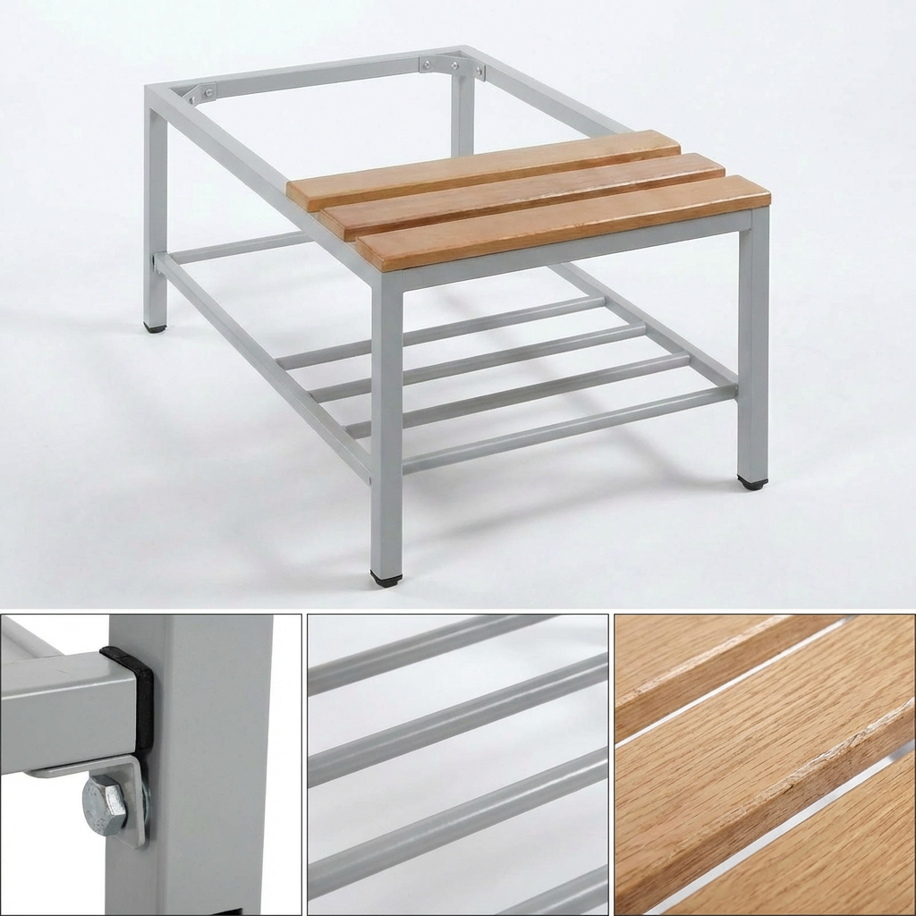 Sitzbank mit Schuhrost für Spinde